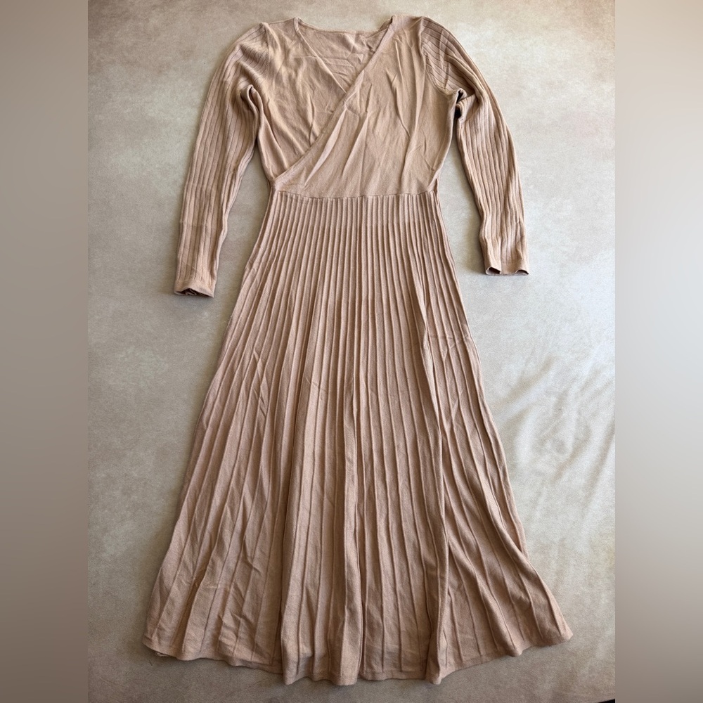 Blush Pink Pleated Midi Dress • size small/medium (XL)
